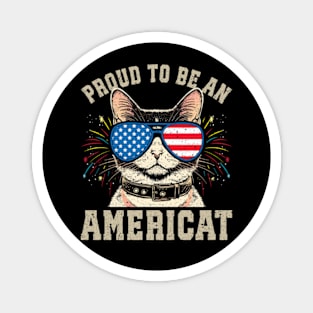 Cat US Flag Sunglasses Proud To Be An Americat Magnet